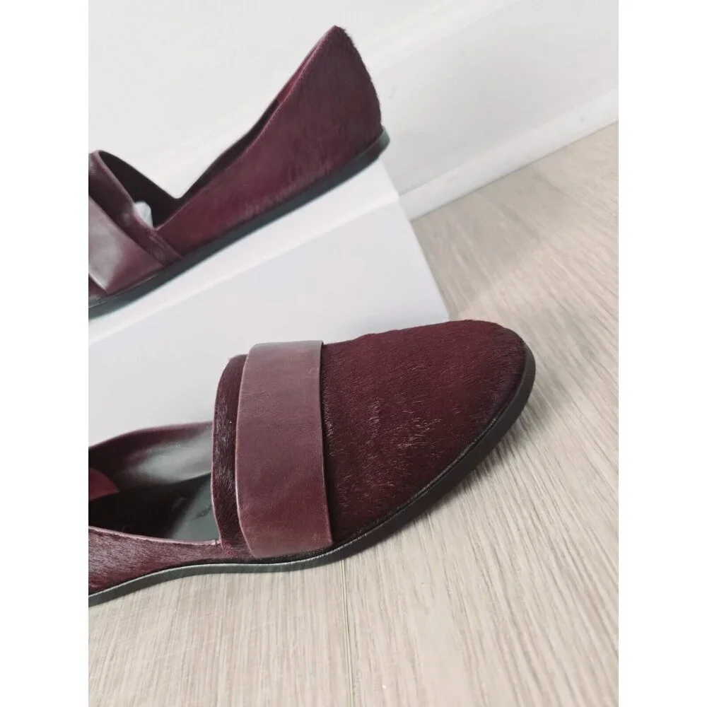 Vince Mason Burgundy Red Calf Hair Leather Slip On Loafer Flats Shoes Size 10